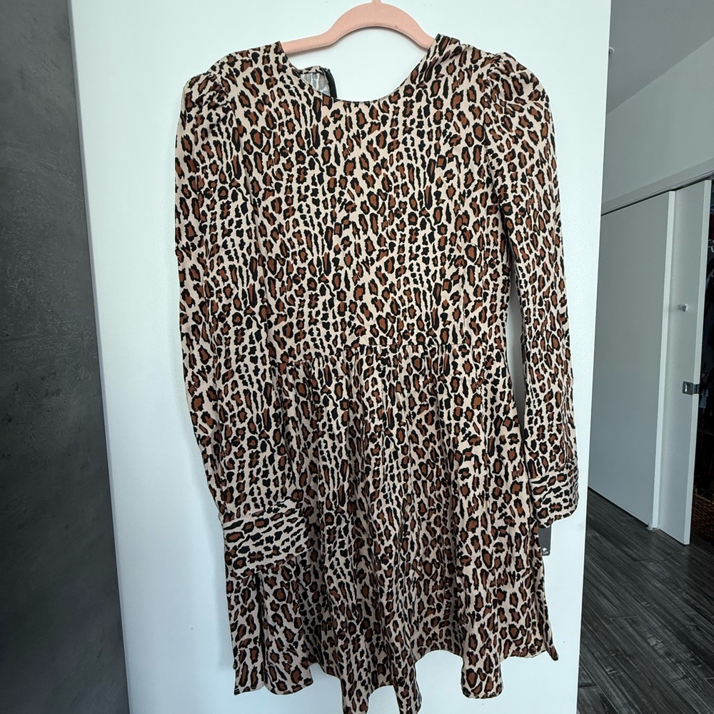 Zara Leopard Print Long Sleeve Dress - Picture 5 of 5